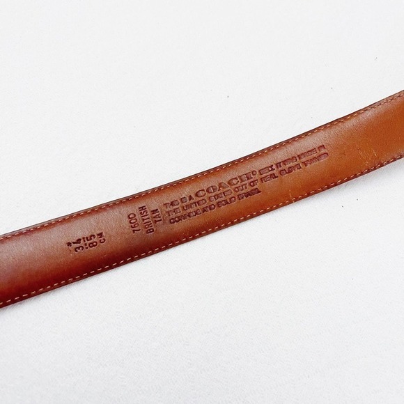 Coach Leather Belt Brass Buckle Brown SZ38 - Picture 2 of 9